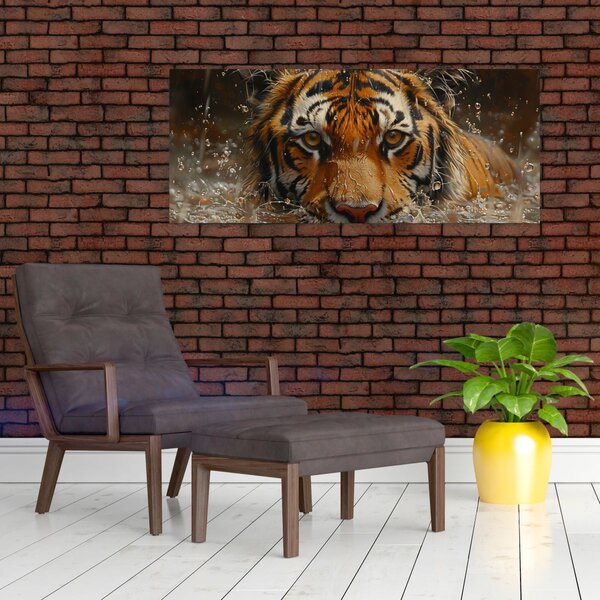 Slika - Portret tigra u vodi (120x50 cm)