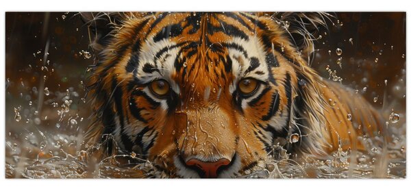 Slika - Portret tigra u vodi (120x50 cm)