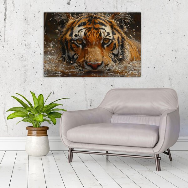Slika - Portret tigra u vodi (90x60 cm)