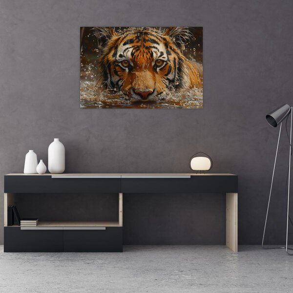 Slika - Portret tigra u vodi (90x60 cm)