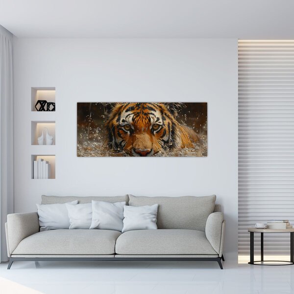 Slika - Portret tigra u vodi (120x50 cm)