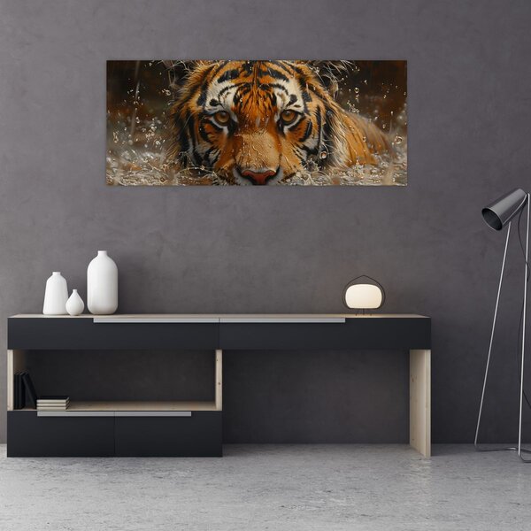 Slika - Portret tigra u vodi (120x50 cm)