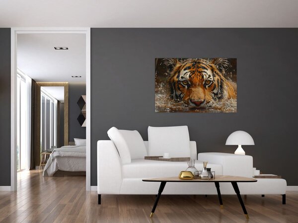 Slika - Portret tigra u vodi (90x60 cm)