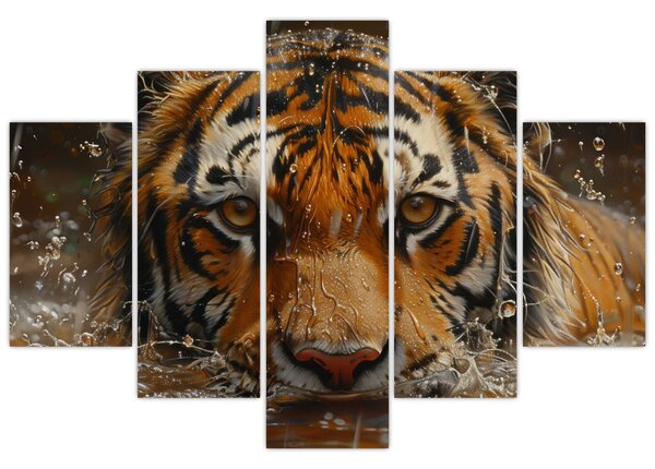 Slika - Portret tigra u vodi (150x105 cm)