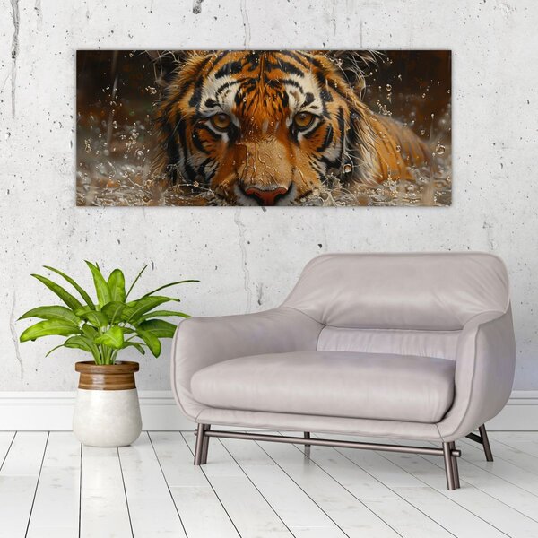 Slika - Portret tigra u vodi (120x50 cm)