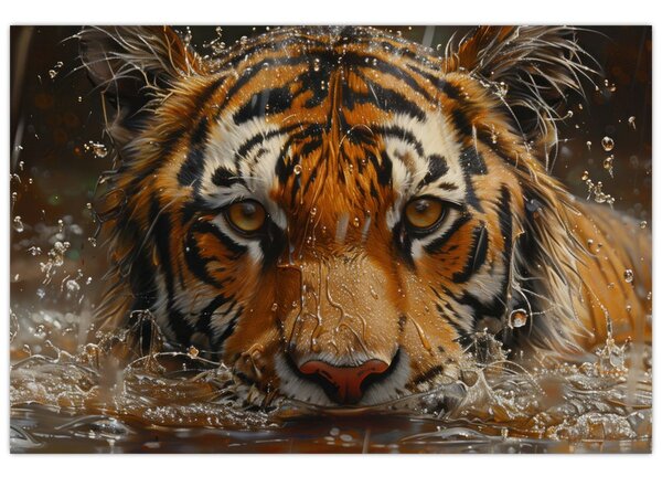 Slika - Portret tigra u vodi (90x60 cm)