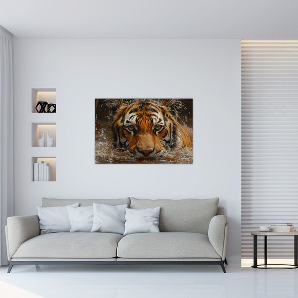 Slika - Portret tigra u vodi (90x60 cm)
