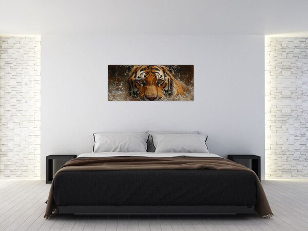Slika - Portret tigra u vodi (120x50 cm)