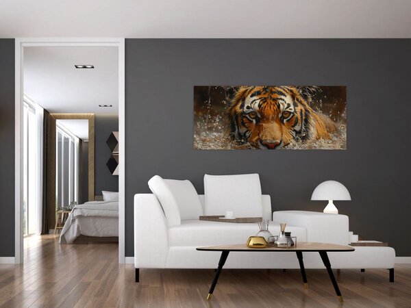 Slika - Portret tigra u vodi (120x50 cm)