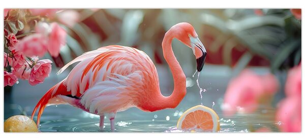 Slika - Flamingo u ribnjaku (120x50 cm)