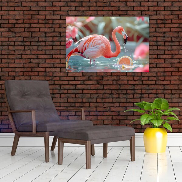 Slika - Flamingo u ribnjaku (90x60 cm)