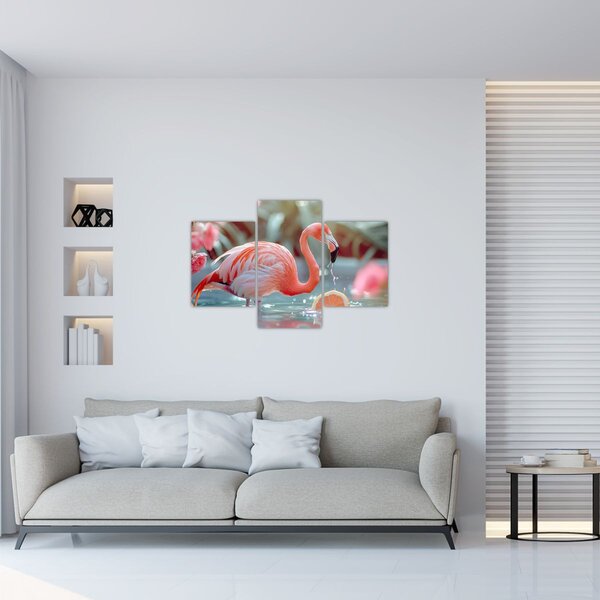 Slika - Flamingo u ribnjaku (90x60 cm)