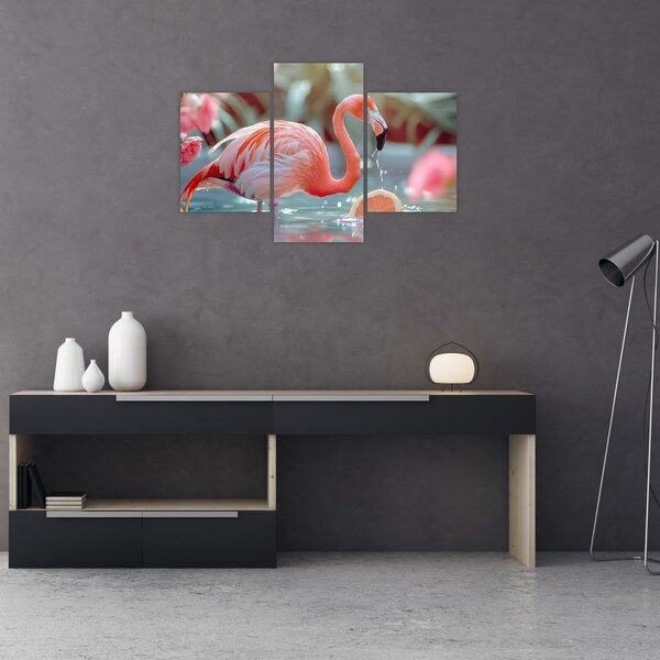 Slika - Flamingo u ribnjaku (90x60 cm)