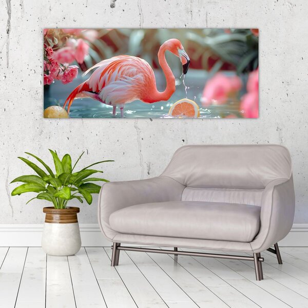 Slika - Flamingo u ribnjaku (120x50 cm)