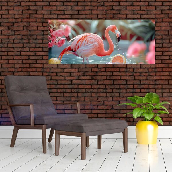 Slika - Flamingo u ribnjaku (120x50 cm)