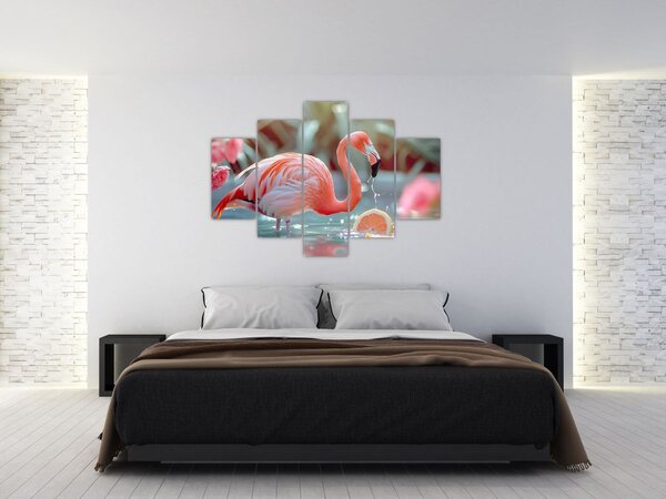 Slika - Flamingo u ribnjaku (150x105 cm)