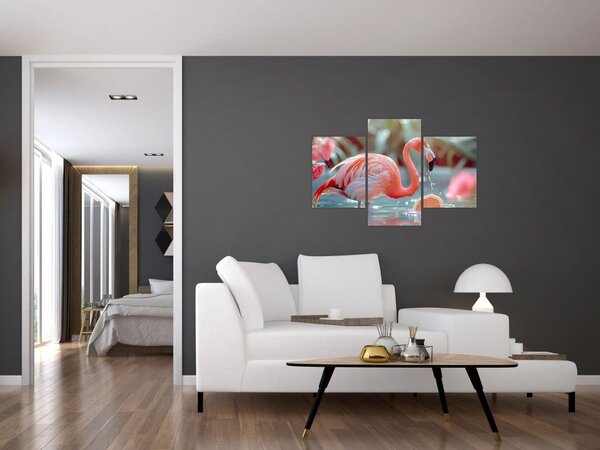 Slika - Flamingo u ribnjaku (90x60 cm)