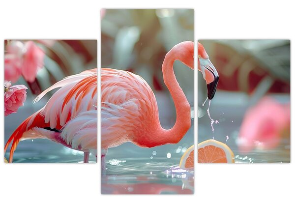 Slika - Flamingo u ribnjaku (90x60 cm)