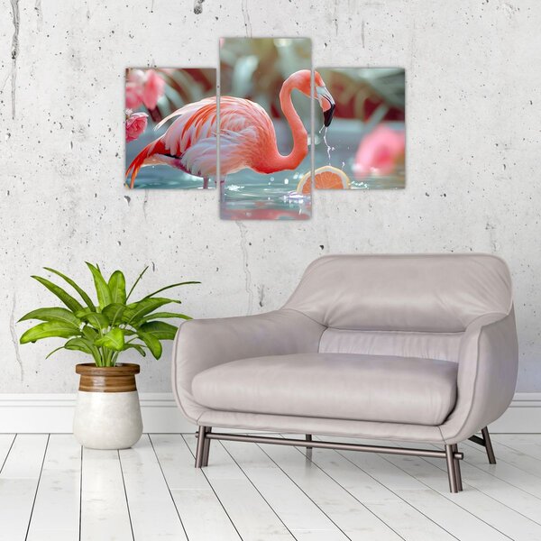 Slika - Flamingo u ribnjaku (90x60 cm)