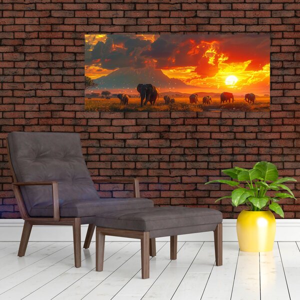 Slika - Krdo slonova (120x50 cm)