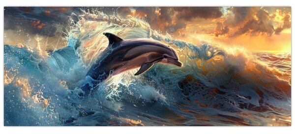 Slika - Delfin, ilustracije (120x50 cm)