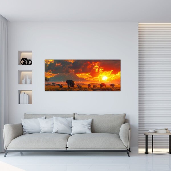 Slika - Krdo slonova (120x50 cm)