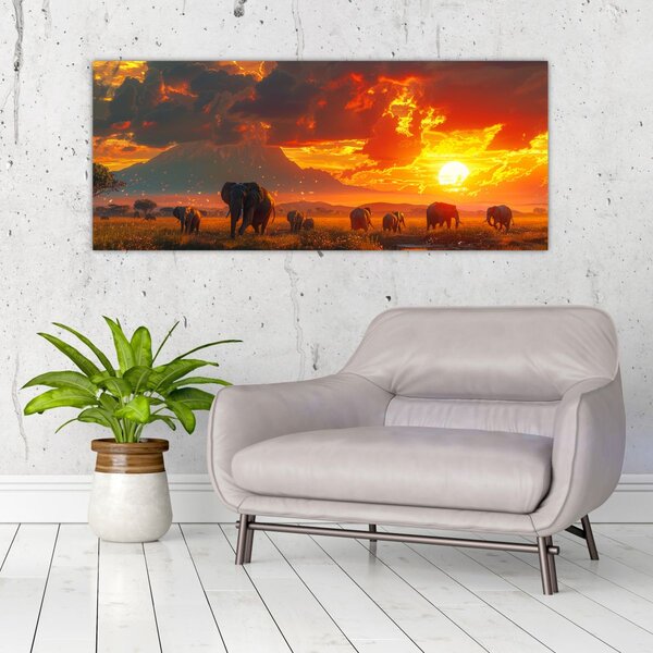 Slika - Krdo slonova (120x50 cm)