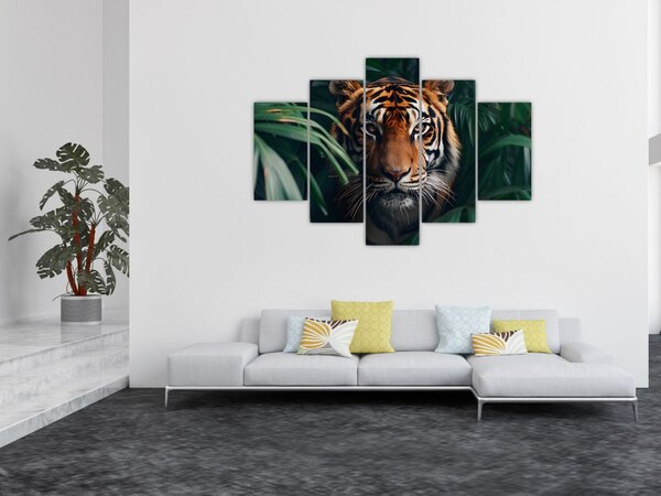 Slika - Portret tigra u džungli (150x105 cm)