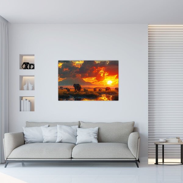Slika - Krdo slonova (90x60 cm)