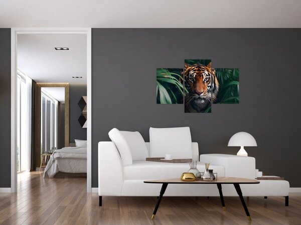 Slika - Portret tigra u džungli (90x60 cm)