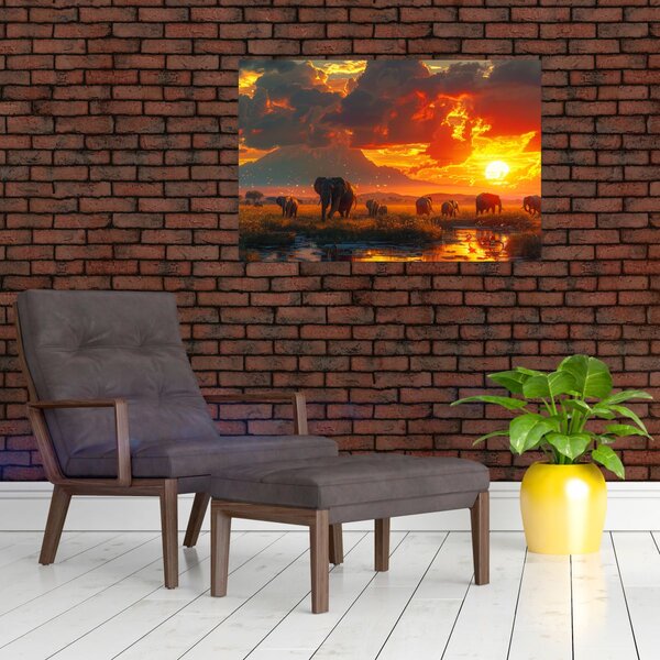 Slika - Krdo slonova (90x60 cm)