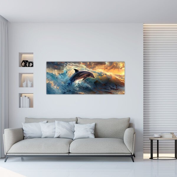 Slika - Delfin, ilustracije (120x50 cm)