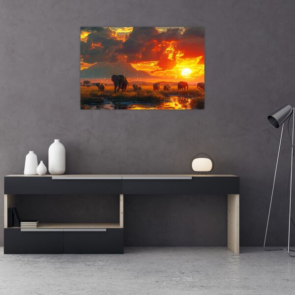 Slika - Krdo slonova (90x60 cm)