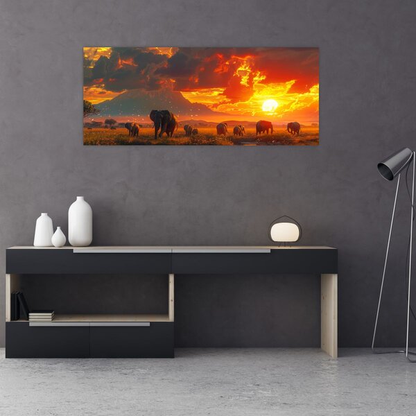 Slika - Krdo slonova (120x50 cm)