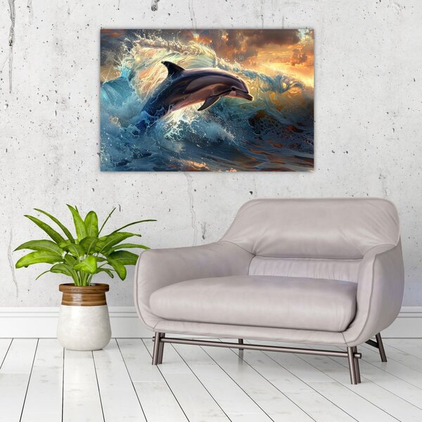 Slika - Delfin, ilustracije (90x60 cm)