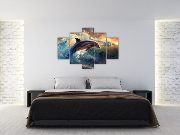 Slika - Delfin, ilustracije (150x105 cm)