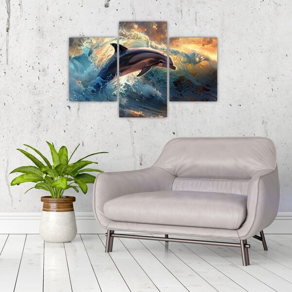 Slika - Delfin, ilustracije (90x60 cm)