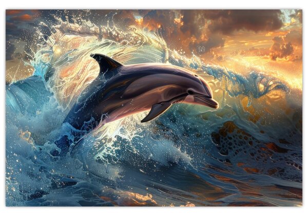 Slika - Delfin, ilustracije (90x60 cm)