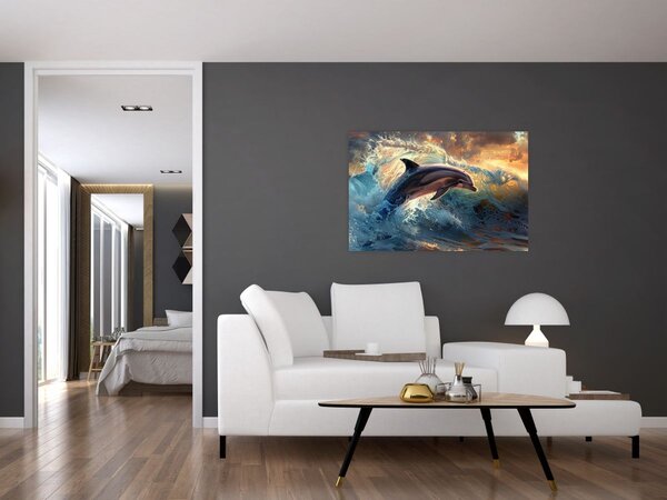 Slika - Delfin, ilustracije (90x60 cm)
