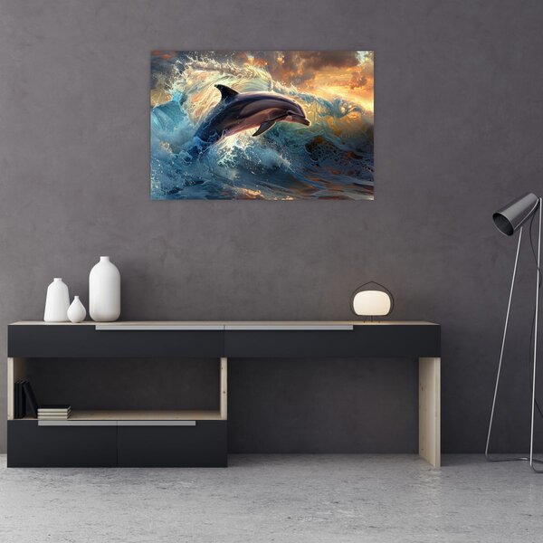 Slika - Delfin, ilustracije (90x60 cm)