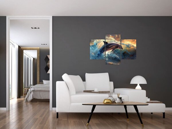 Slika - Delfin, ilustracije (90x60 cm)