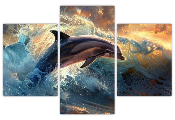Slika - Delfin, ilustracije (90x60 cm)