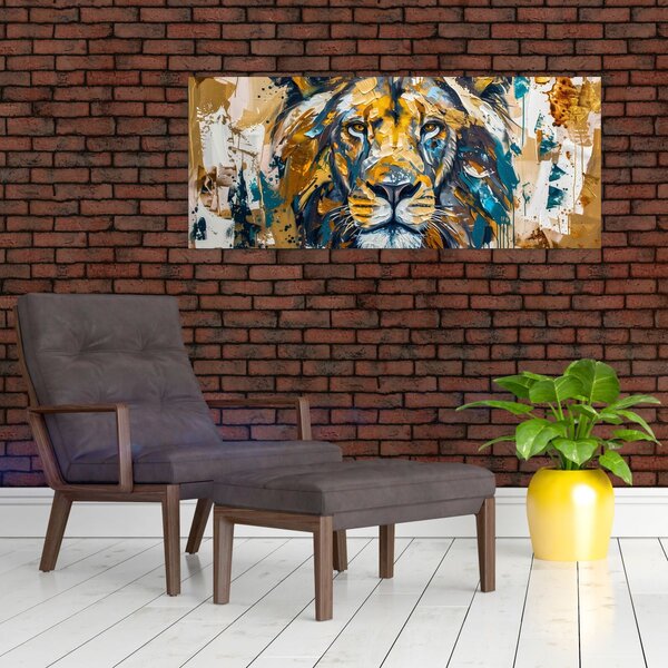 Slika - Apstraktna uljana slika s lavom (120x50 cm)
