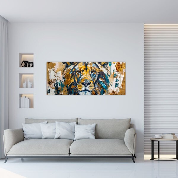 Slika - Apstraktna uljana slika s lavom (120x50 cm)