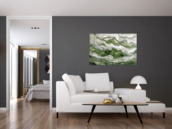 Slika - Zeleni i bijeli valovi (90x60 cm)