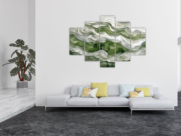 Slika - Zeleni i bijeli valovi (150x105 cm)