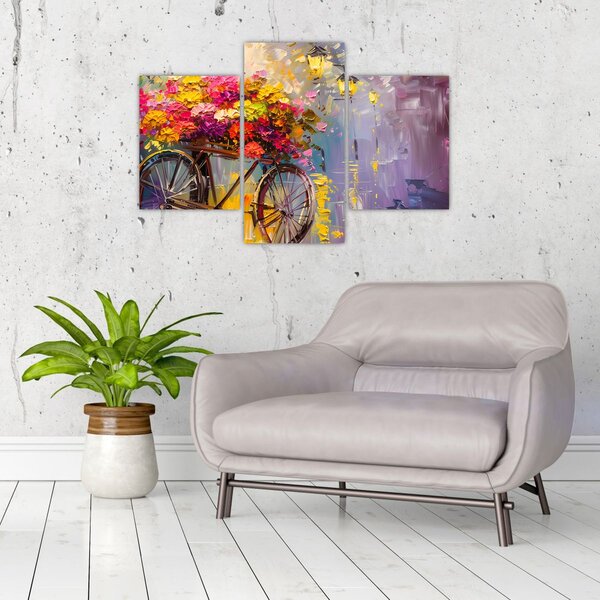 Slika - Kotač s cvijećem (90x60 cm)