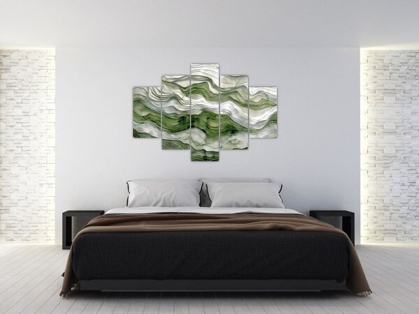 Slika - Zeleni i bijeli valovi (150x105 cm)