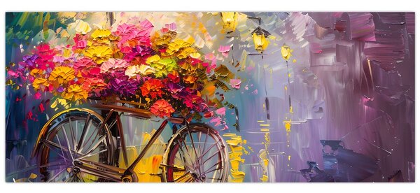 Slika - Kotač s cvijećem (120x50 cm)