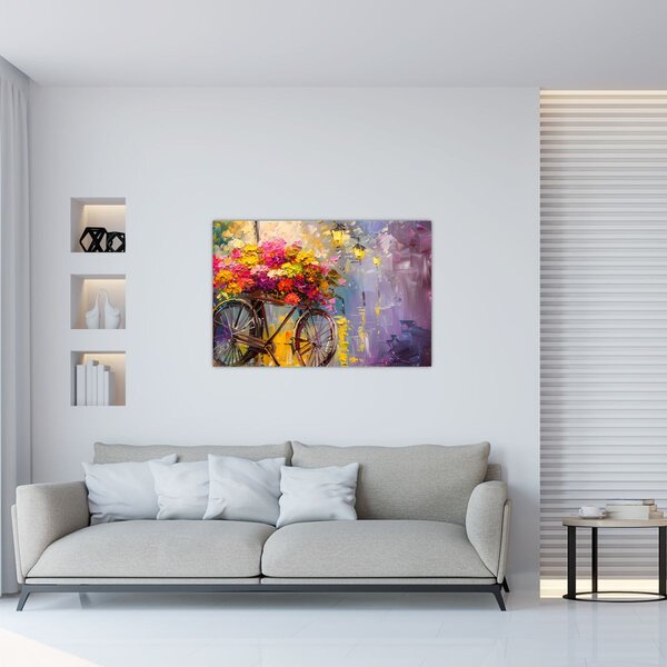 Slika - Kotač s cvijećem (90x60 cm)